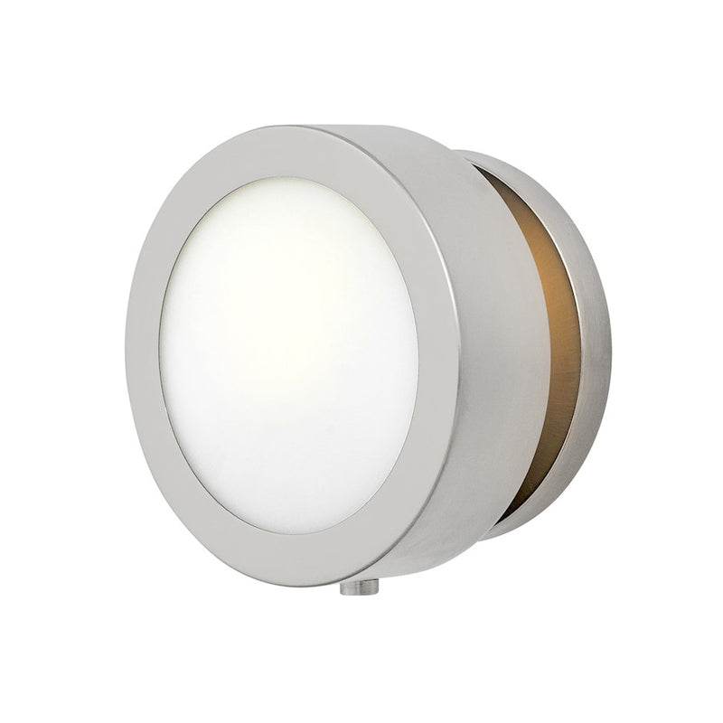 Hinkley Mercer 1-Light Wall Sconce | Mid-Century Modern Brushed Nickel Steel and Etched Opal Glass | Bedroom & Hallway Accent Light | 4 x 7 | Model 3650BN