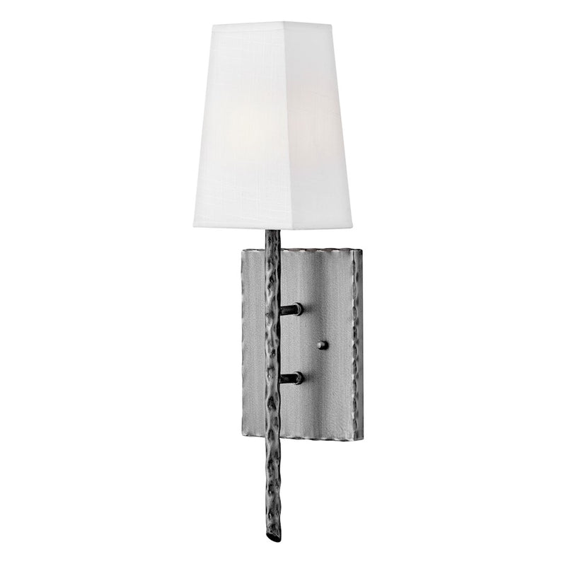Hinkley Tress 1-Light Wall Sconce | Transitional Burnished Nickel Steel and Off-White Textured Shade | Hallway & Bedroom Accent | 4 x 6 x | Model 3670BNN
