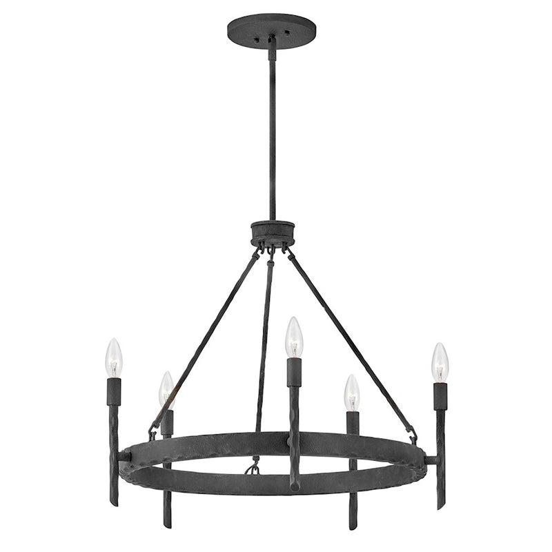 Hinkley Tress 25in 5-Light Chandelier | Transitional Forged Iron Steel | Dining Room & Living Room | 25 x 25 x 21 in | Model 3675FE