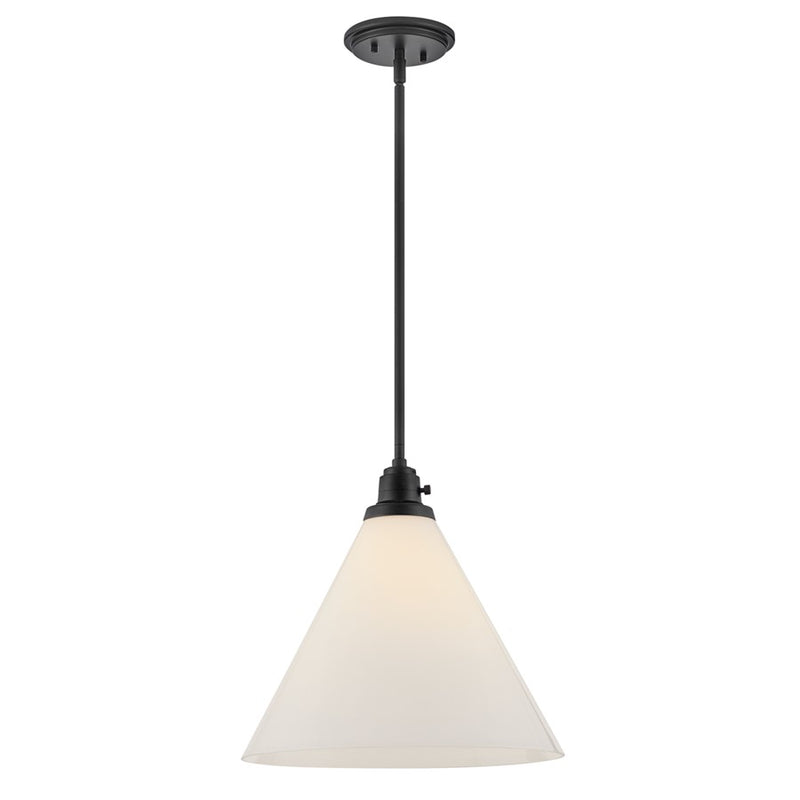 Hinkley Lighting Arti 1 Light Pendant, Black/Cased Opal - 3694BK-CO