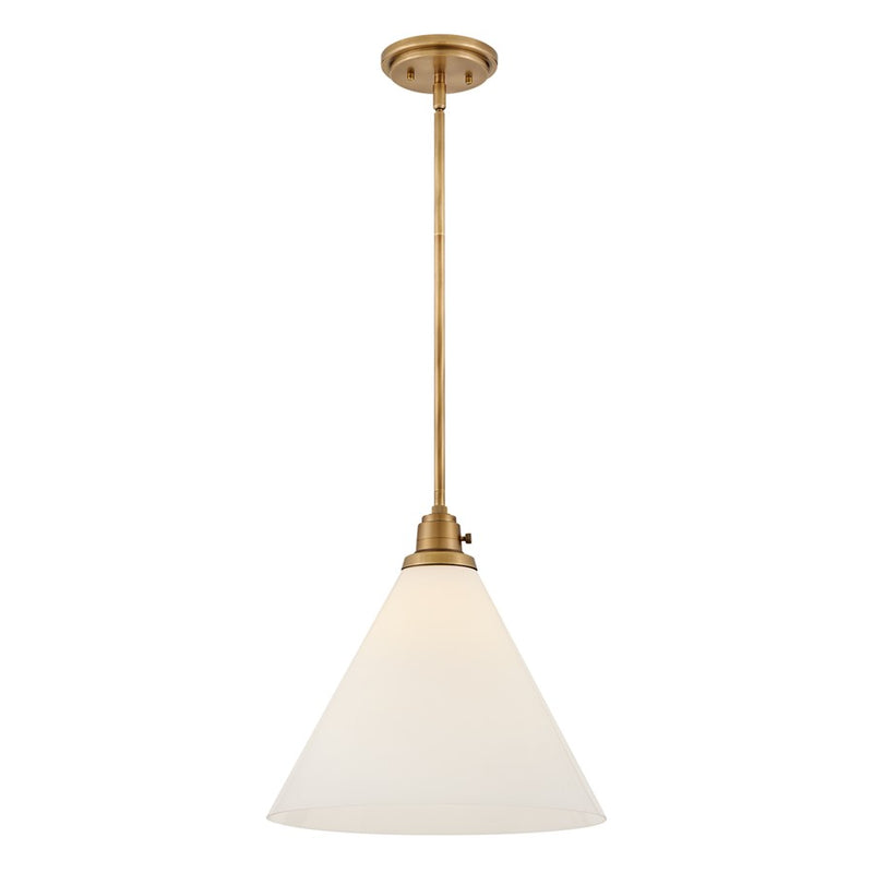 Hinkley Arti 15in 1-Light Pendant | Traditional Heritage Brass Steel and Cased Opal Glass | Kitchen Island & Dining Room | 15 x 15 x 14 | Model 3694HB-CO