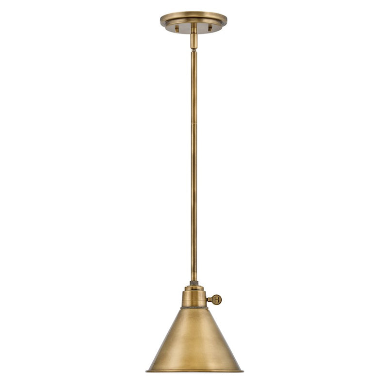 Hinkley Arti 1-Light Pendant | Transitional Heritage Brass Steel | Kitchen Island & Dining Room | 8 x 8 x 8 in | Model 3697HB