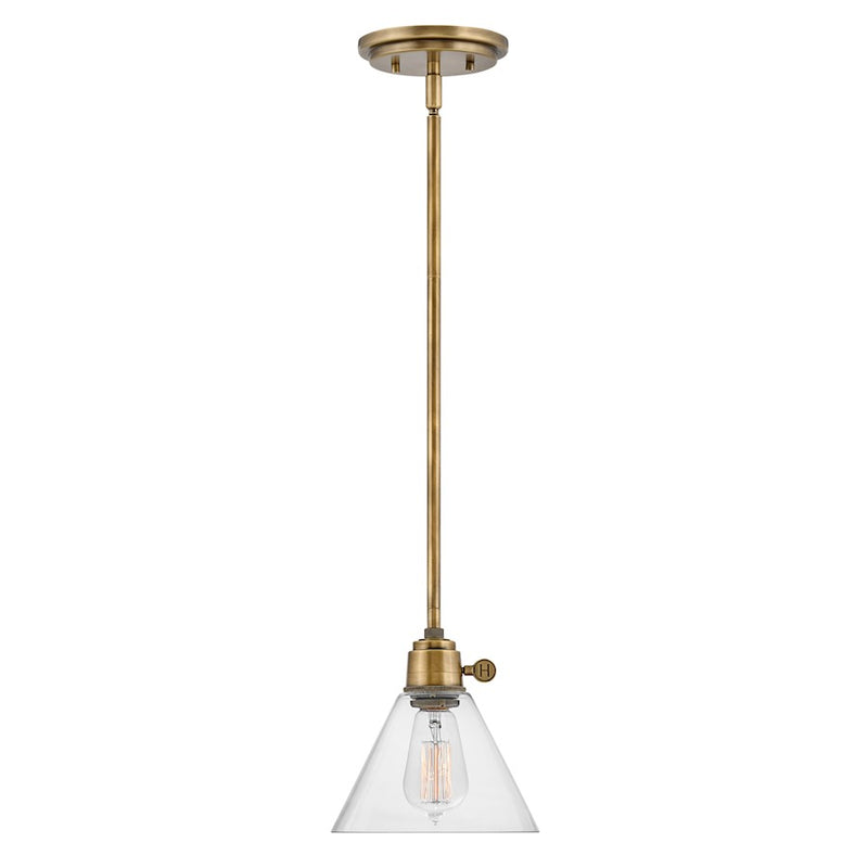 Hinkley Arti 1-Light Pendant | Transitional Heritage Brass Steel | Kitchen Island & Dining Room | 8 x 8 x 8 in | Model 3697HB