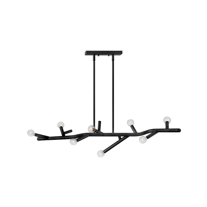 Hinkley Twiggy 38in 8-Light Linear Chandelier | Modern Light Brass Steel | Living Room & Dining Room | 20 x 38 x 9 in | Model 37095LB