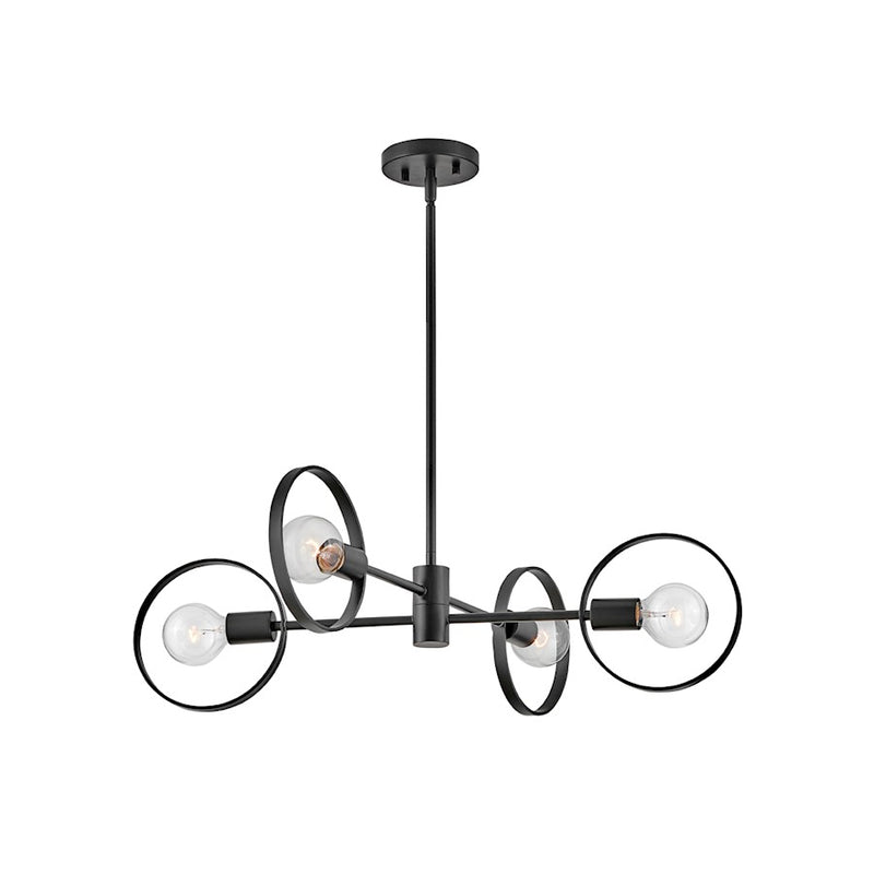 Hinkley Desi 30in 4-Light Chandelier | Mid-Century Modern Lacquered Brass Steel | Foyer & Dining Room | 30 x 30 x 9 in | Model 37294LCB