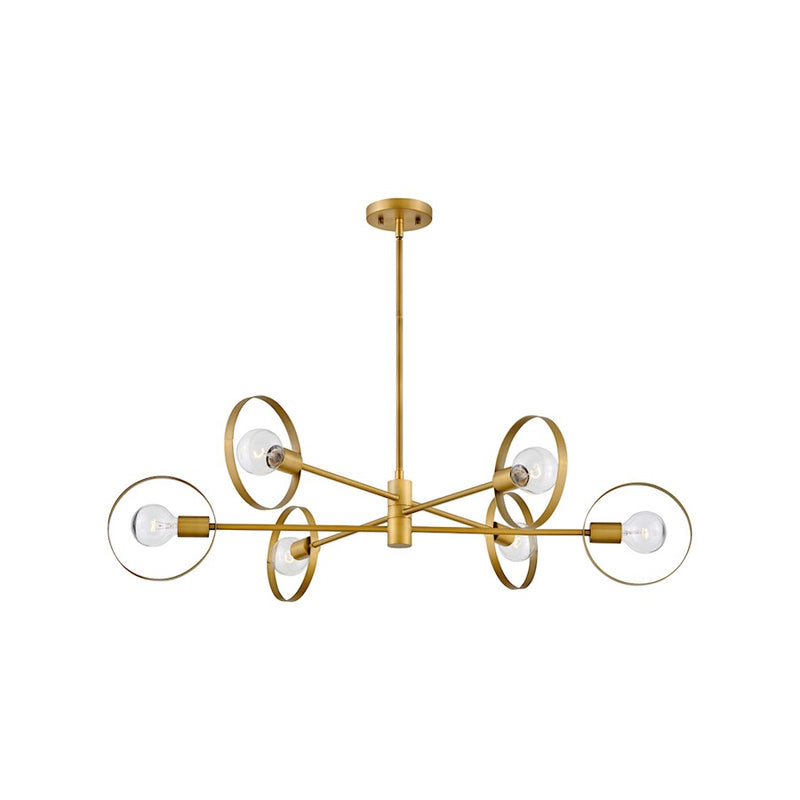 Hinkley Desi 30in 4-Light Chandelier | Mid-Century Modern Lacquered Brass Steel | Foyer & Dining Room | 30 x 30 x 9 in | Model 37294LCB