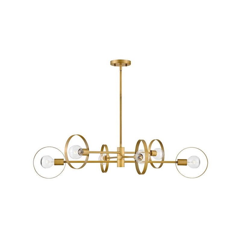 Hinkley Desi 30in 4-Light Chandelier | Mid-Century Modern Lacquered Brass Steel | Foyer & Dining Room | 30 x 30 x 9 in | Model 37294LCB