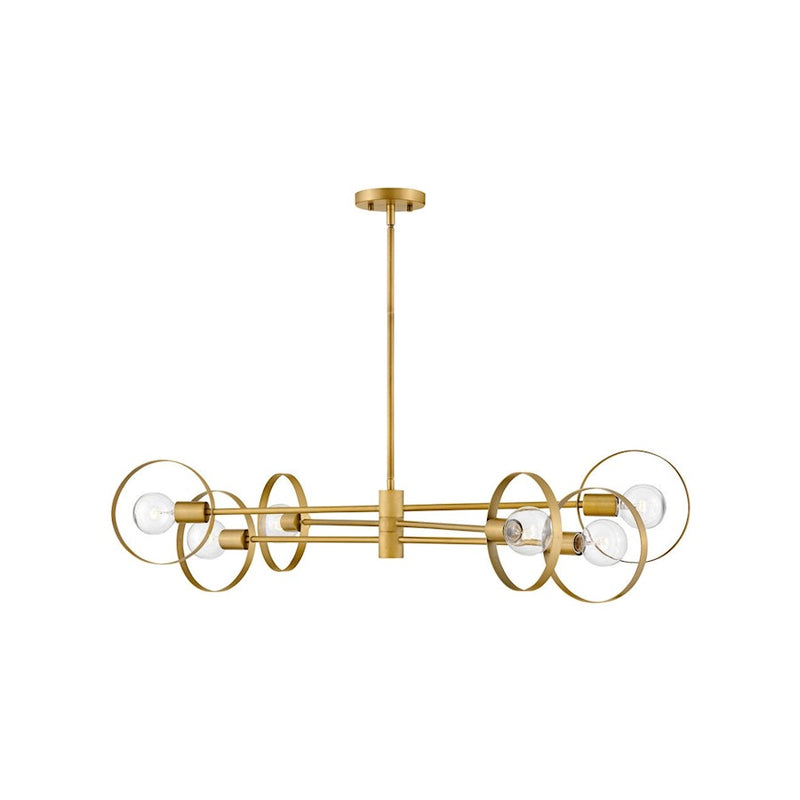 Hinkley Desi 30in 4-Light Chandelier | Mid-Century Modern Lacquered Brass Steel | Foyer & Dining Room | 30 x 30 x 9 in | Model 37294LCB