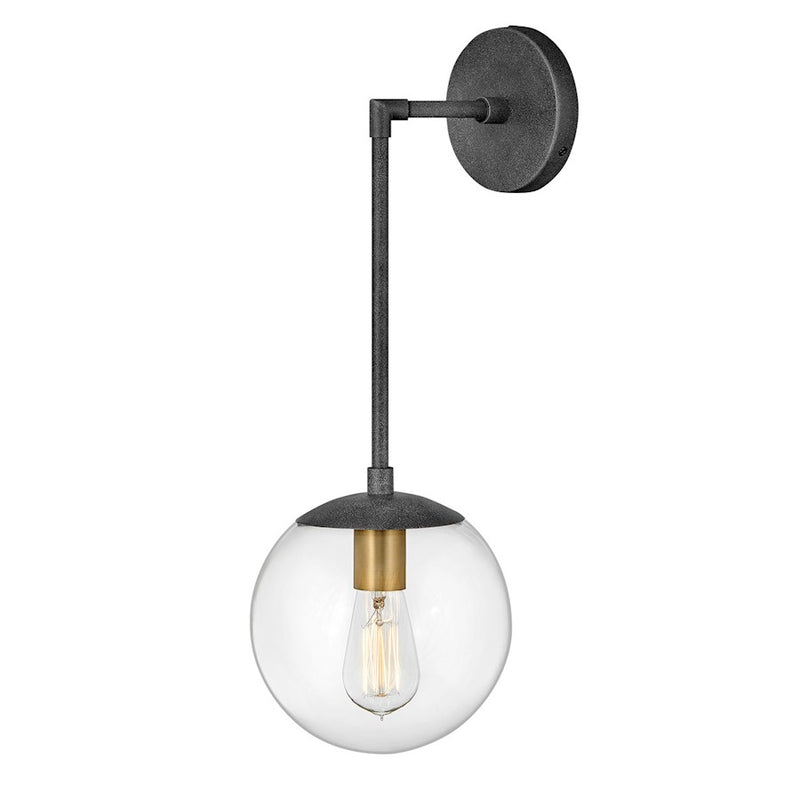 Hinkley Warby 1-Light Wall Sconce | Mid-Century Modern Heritage Brass Steel and Clear Glass | Living Room & Bedroom Accent Light | 10 x 8 x | Model 3742HB