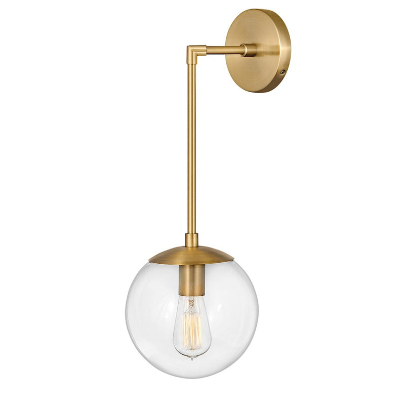 Hinkley Warby 1-Light Wall Sconce | Mid-Century Modern Heritage Brass Steel and Clear Glass | Living Room & Bedroom Accent Light | 10 x 8 x | Model 3742HB