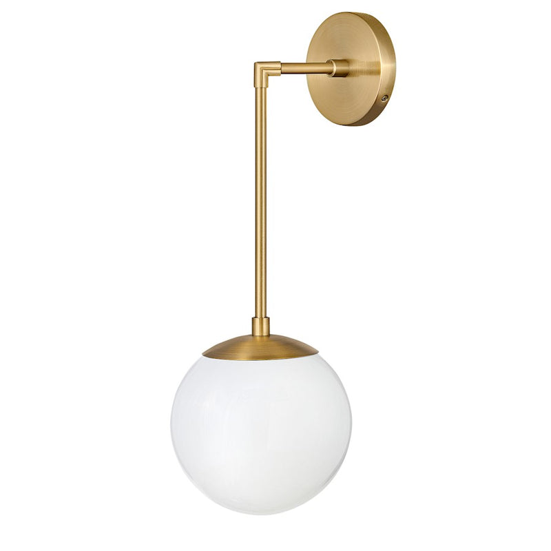 Hinkley Warby 1-Light Wall Sconce | Mid-Century Modern Heritage Brass Steel and Etched Opal Glass | Living Room & Hallway Accent | 9.5 x | Model 3742HB-WH