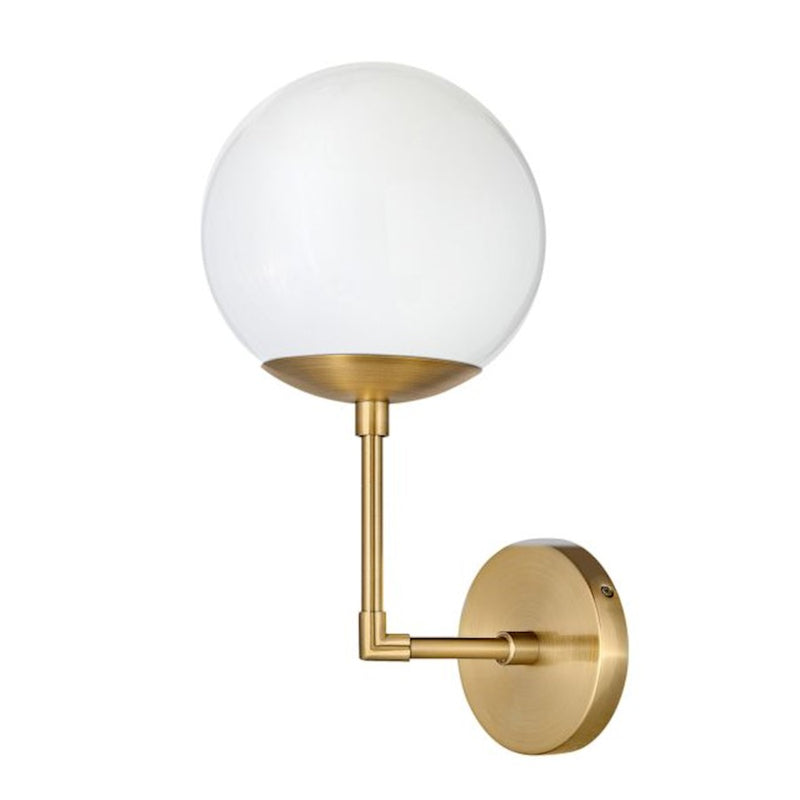 Hinkley Warby 1-Light Wall Sconce | Mid-Century Modern Heritage Brass Steel and Etched Opal Glass | Living Room & Hallway Accent | 9.5 x | Model 3742HB-WH