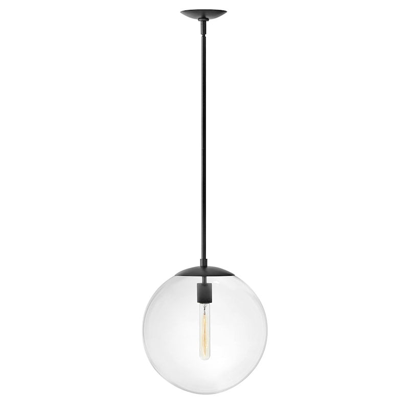 Hinkley Warby 14in 1-Light Pendant | Mid-Century Modern Polished Antique Nickel Steel and Clear Glass | Kitchen Island & Dining Room | 13.5 | Model 3744PL