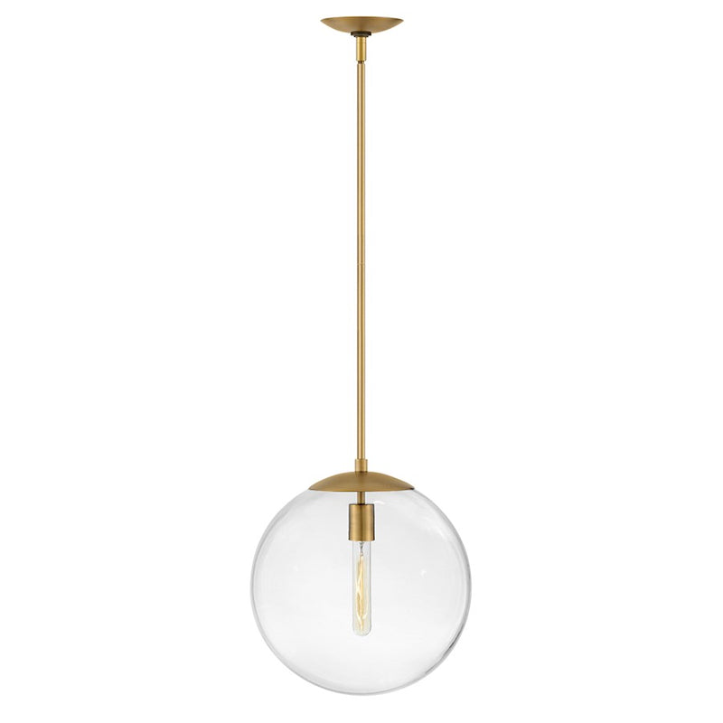 Hinkley Warby 14in 1-Light Pendant | Mid-Century Modern Polished Antique Nickel Steel and Clear Glass | Kitchen Island & Dining Room | 13.5 | Model 3744PL