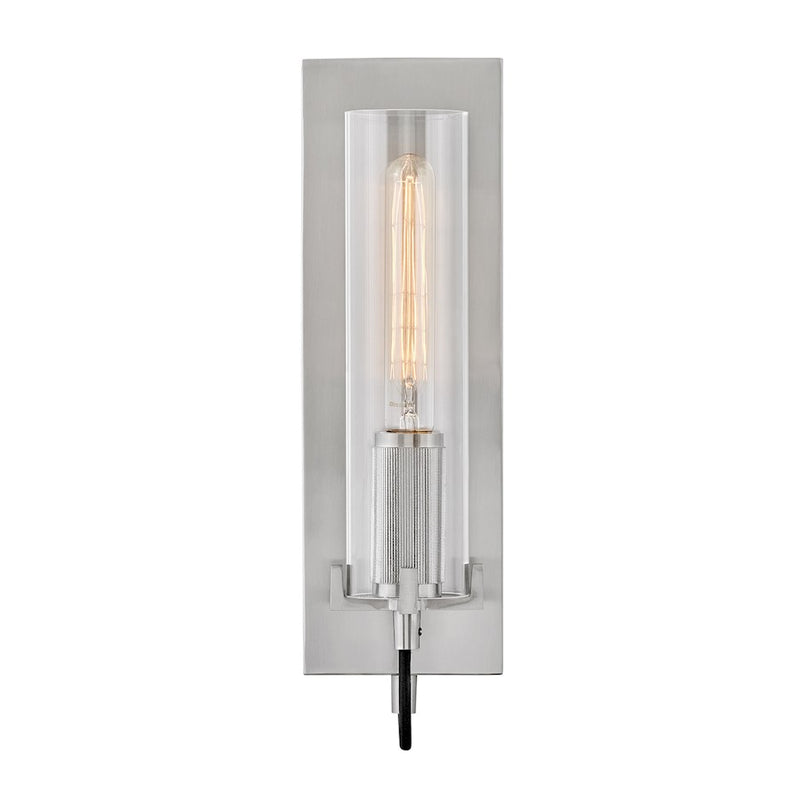Hinkley Ryden 16in 1-Light Wall Sconce | Transitional Black Steel and Clear Glass | Hallway & Bedroom Accent | 4.75 x 4.5 x 16.25 in | Model 37850BK