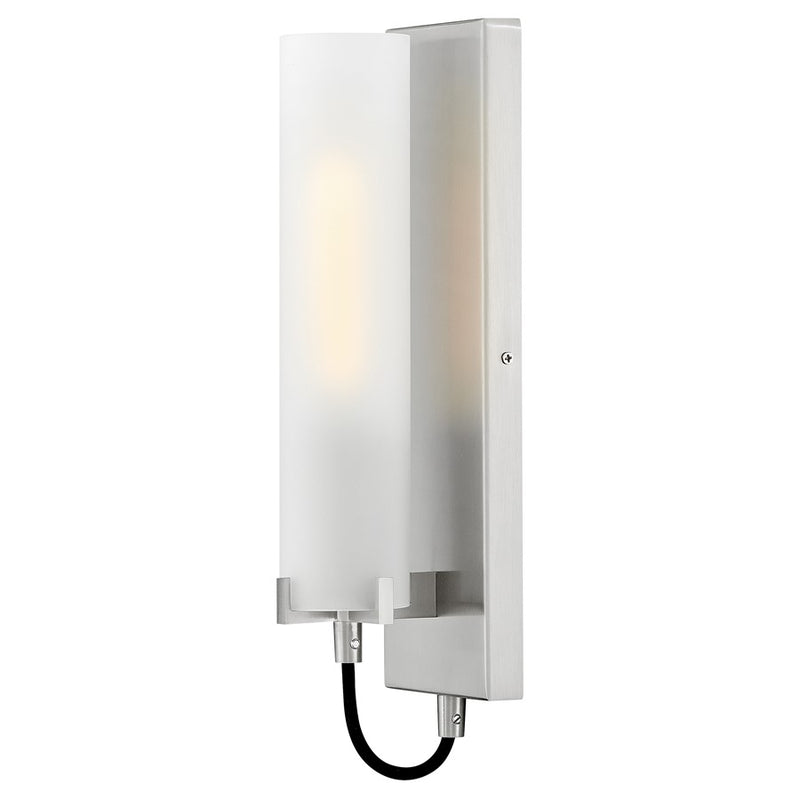 Hinkley Ryden 16in 1-Light Wall Sconce | Transitional Brushed Nickel Steel and Etched Glass | Bedroom & Hallway Accent | 4.75 x 4.5 x | Model 37850BN-WH