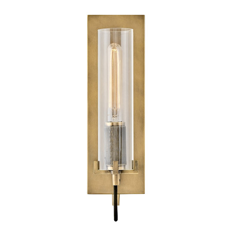 Hinkley Ryden 16in 1-Light Wall Sconce | Transitional Black Steel and Clear Glass | Hallway & Bedroom Accent | 4.75 x 4.5 x 16.25 in | Model 37850BK