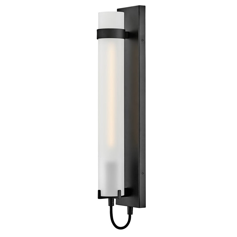 Hinkley Ryden 24in 1-Light Wall Sconce | Transitional Black Steel and Etched Glass | Hallway & Bedroom Accent | 4.75 x 4.5 x 24 in | Model 37852BK-WH