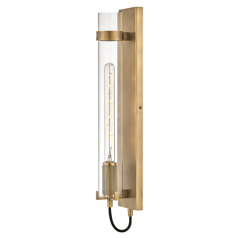 Hinkley Ryden 24in 1-Light Wall Sconce | Transitional Heritage Brass Steel and Clear Glass | Hallway & Bedroom Accent | 350 Lumens | Model 37852HB-LL