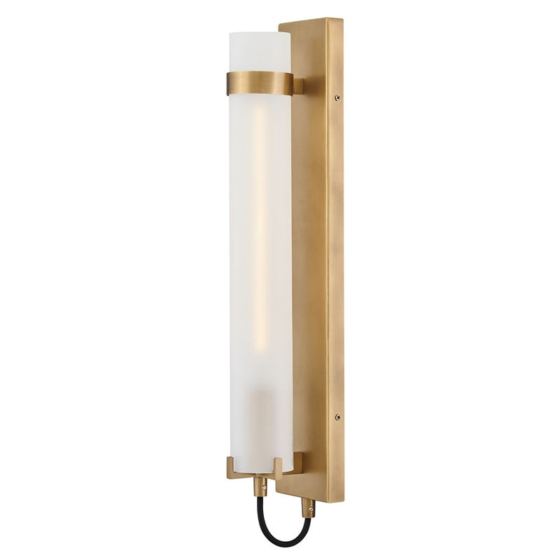 Hinkley Ryden 24in 1-Light Wall Sconce | Transitional Heritage Brass Steel and Etched Glass | Bedroom & Hallway Accent | 4.75 x 4.5 x | Model 37852HB-WH