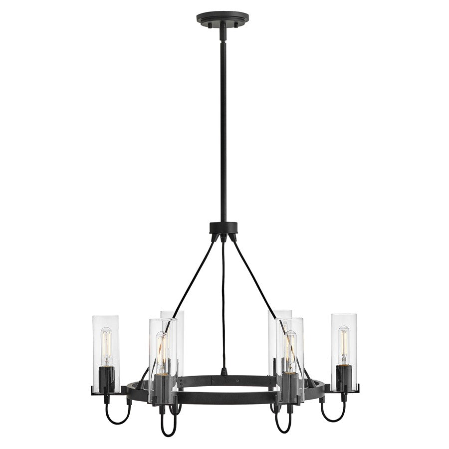 Hinkley Lighting Ryden 6 Light Chandelier, Black/Clear - 37855BK