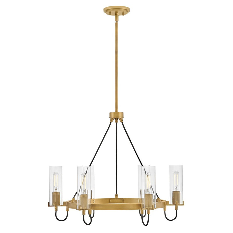 Hinkley Lighting Ryden 6 Light Chandelier, Heritage Brass/Clear