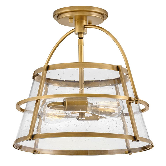 Hinkley Lighting Tournon 2Lt Semi-Flush Mount, Brass/Clear Seedy - 38111HB-HB