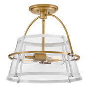 Hinkley Tournon 2Lt Semi-Flush Mount, Brass/White/Clear Seedy - 38111HB-PT