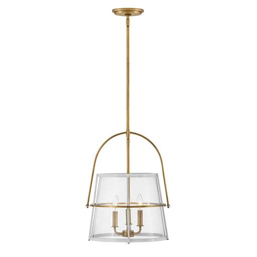 Hinkley Lighting Tournon 3Lt Pendant, Brass/White/Clear Seedy - 38113HB-PT