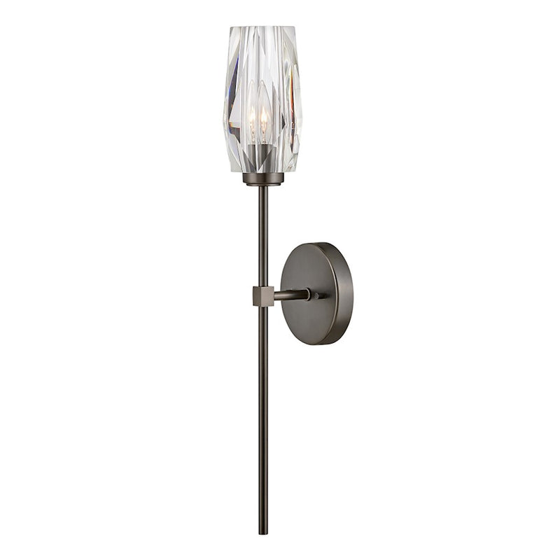 Hinkley Ana 25in 1-Light Wall Sconce | Modern Black Oxide Steel and Faceted Clear Crystal | Living Room & Bedroom Accent | 5.5 x 5.25 x 25 | Model 38250BX