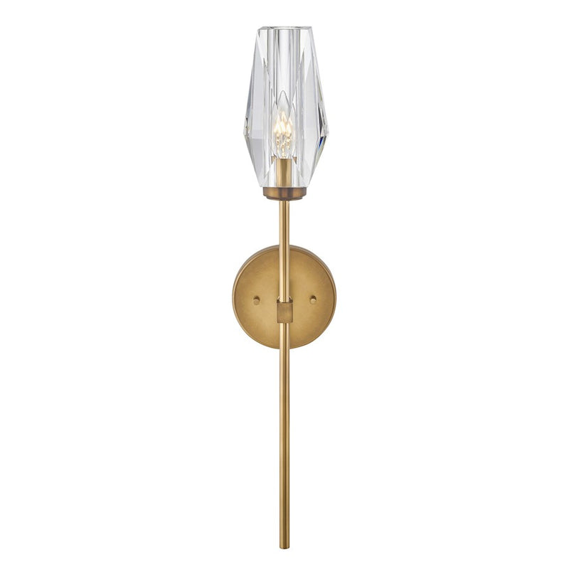 Hinkley Ana 1-Light Wall Sconce | Modern Glam Heritage Brass Steel and Faceted Clear Crystal | Entryway & Hallway Accent | 5.5 in | Model 38250HB