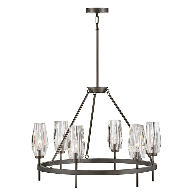 Hinkley Ana 36in 8-Light Chandelier | Modern Glam Black Oxide Steel and Faceted Clear Crystal | Kitchen Island & Dining Room | 36 x 36 x | Model 38258BX