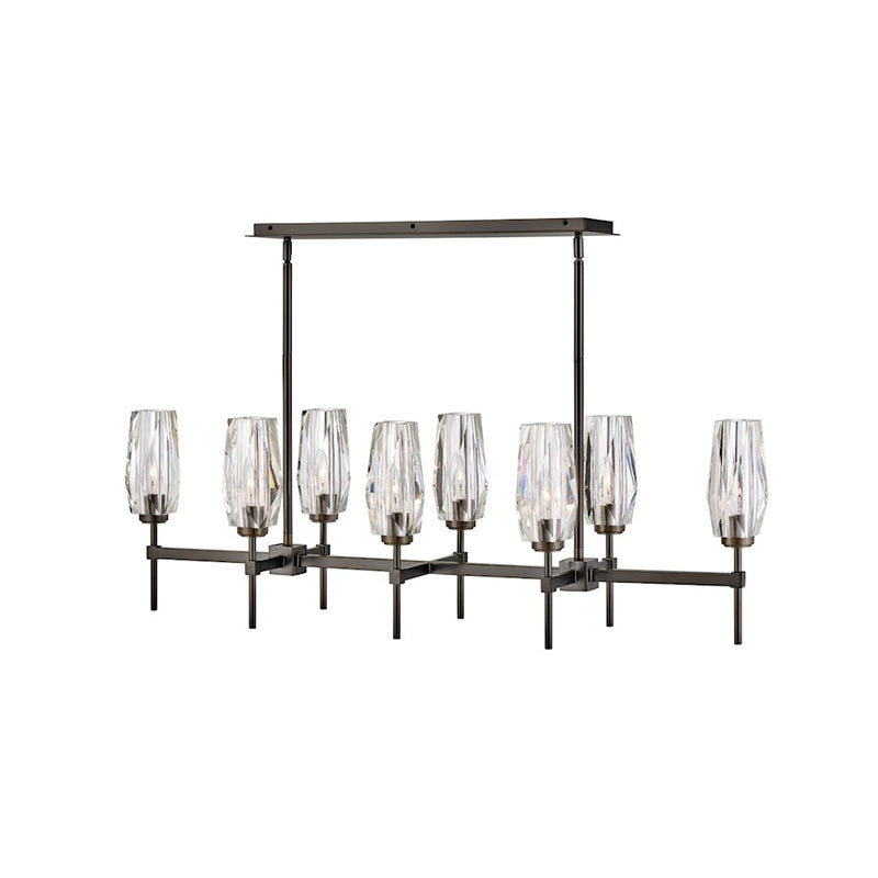 Hinkley Ana 46in 8-Light Linear Chandelier | Modern Black Oxide Steel and Faceted Clear Crystal | Dining Room & Living Room | 14 x 46 x 14 | Model 38256BX