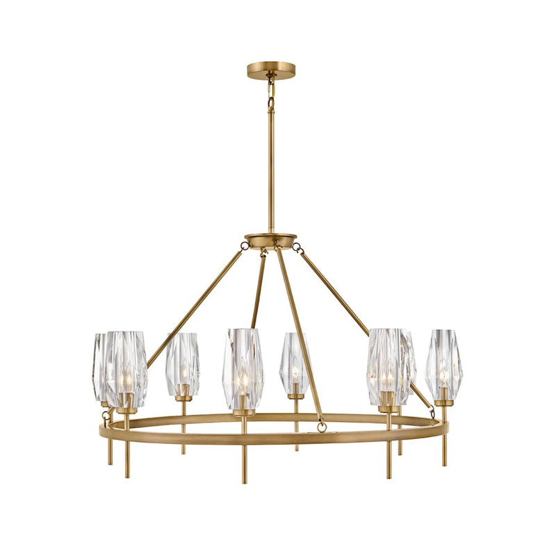 Hinkley Ana 36in 8-Light Chandelier | Modern Heritage Brass Steel and Faceted Clear Crystal | Dining Room & Living Room | 36 x 36 x 25 in | Model 38258HB