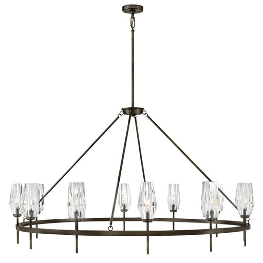 Hinkley Ana 12Lt Chandelier, Black Oxide/Faceted Clear Crystal - 38259BX