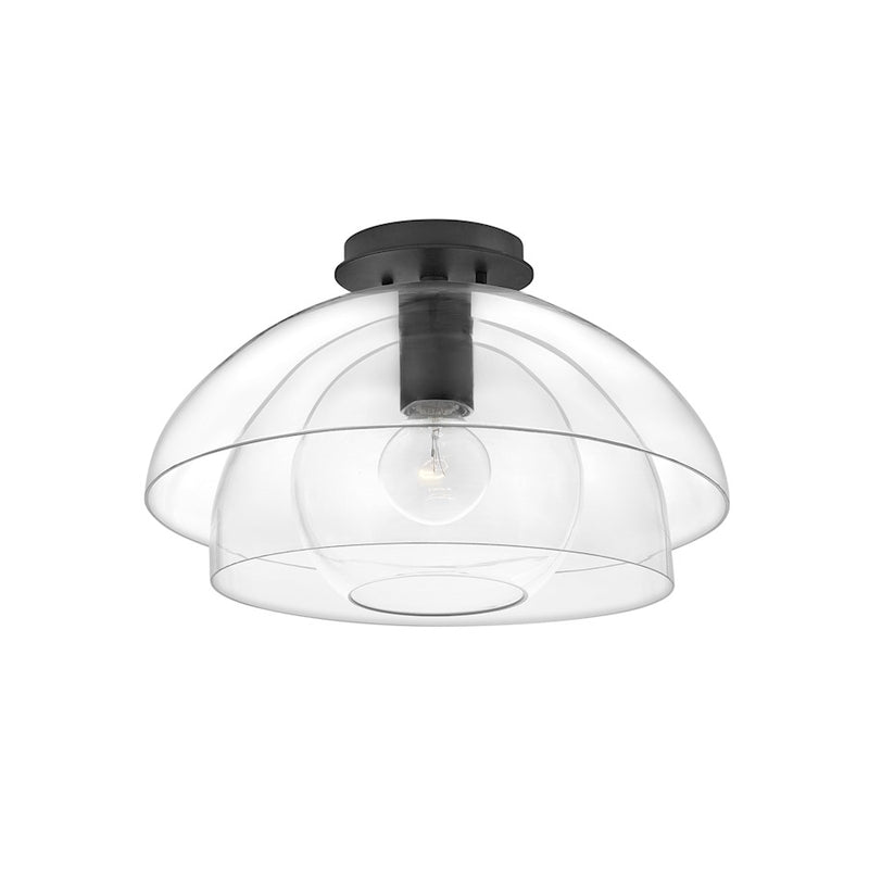 Hinkley Lotus 16in 1-Light Semi-Flush Mount | Transitional Heritage Brass Steel and Clear Glass | Living Room & Dining Room | 16 x 16 x | Model 39061HBR