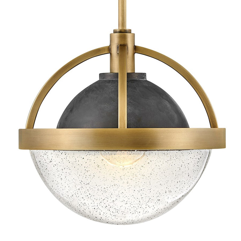 Hinkley Watson 12in 1-Light Pendant | Mid-Century Modern Heritage Brass Steel and Clear Seedy Glass | Kitchen Island & Dining Room | 12 x | Model 40017HB