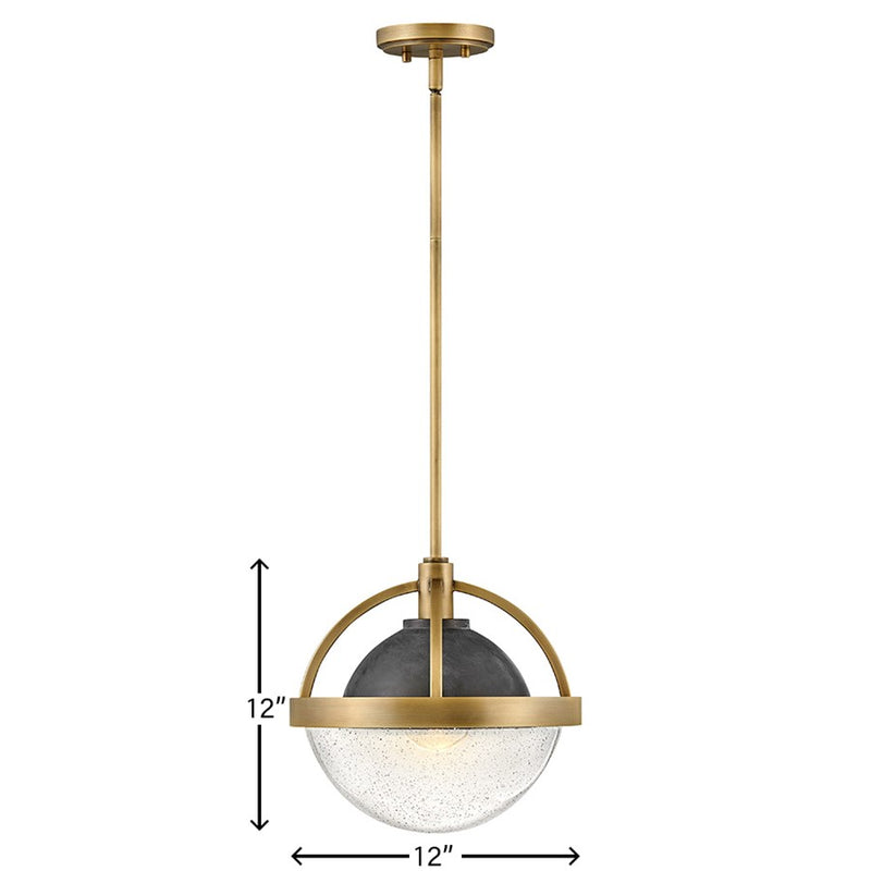 Hinkley Watson 12in 1-Light Pendant | Mid-Century Modern Heritage Brass Steel and Clear Seedy Glass | Kitchen Island & Dining Room | 12 x | Model 40017HB