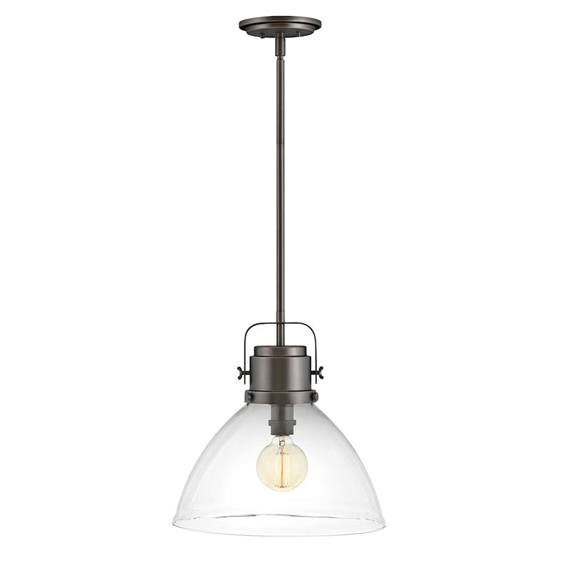 Hinkley Malone 15in 1-Light Pendant | Transitional Industrial Heritage Brass Steel and Clear Glass | Kitchen Island & Dining Room | 15.5 x | Model 40087HB