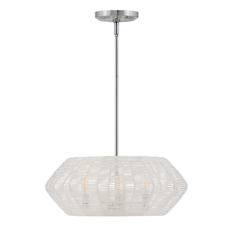 Hinkley Luca 22in 3-Light Chandelier | Coastal Black Steel and Black Rattan Shade | Dining Room & Living Room | 21.5 x 21.5 x 8.75 in | Model 40383BLK