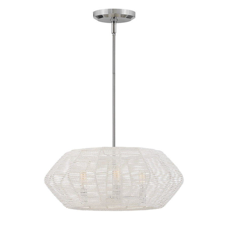 Hinkley Luca 22in 3-Light Chandelier | Coastal Black Steel and Black Rattan Shade | Dining Room & Living Room | 21.5 x 21.5 x 8.75 in | Model 40383BLK