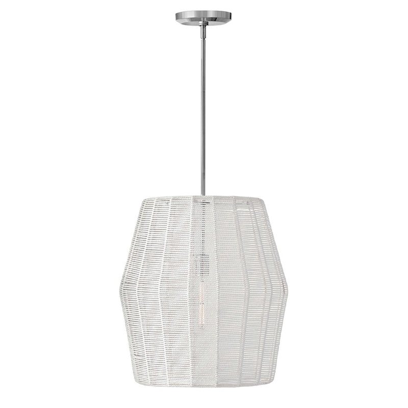 Hinkley Luca 20in 1-Light Pendant | Transitional Coastal Black Steel and Black Woven Shade | Kitchen Island & Dining Room | 20 x 20 x 21 | Model 40387BLK