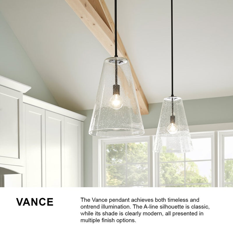 Hinkley Vance 10in 1-Light Pendant | Transitional Heritage Brass Steel and Clear Seedy Glass | Kitchen Island & Dining Room | 10 x 10 x 15 | Model 41044HB