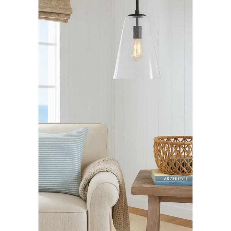 Hinkley Vance 10in 1-Light Pendant | Transitional Heritage Brass Steel and Clear Seedy Glass | Kitchen Island & Dining Room | 10 x 10 x 15 | Model 41044HB