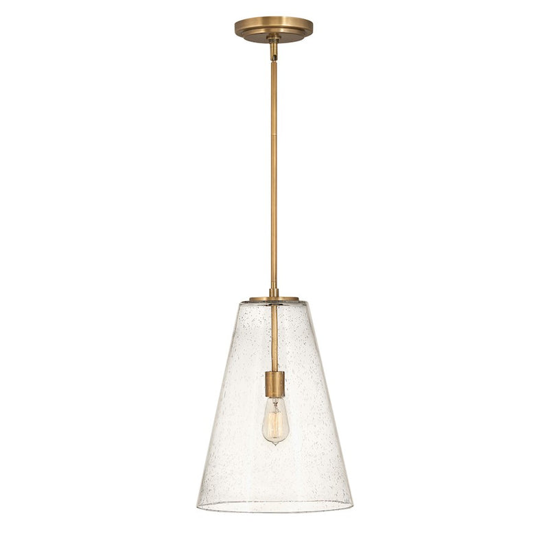 Hinkley Vance 13in 1-Light Pendant | Transitional Heritage Brass Steel and Clear Seedy Glass | Kitchen Island & Dining Room | 13 x 13 x 18 | Model 41047HB