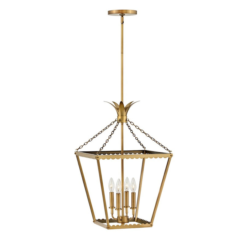 Hinkley Palma 16in 4-Light Medium Pendant | Transitional Heritage Brass Steel | Kitchen Island & Dining Room | 16 x 16 x 27 in | Model 41925HB