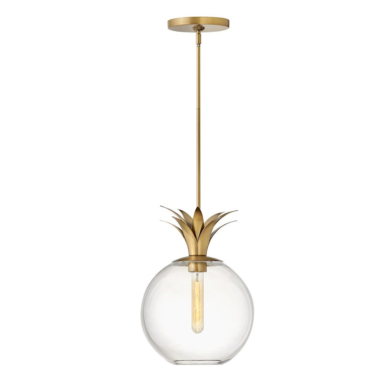 Hinkley Palma 11in 1-Light Small Pendant | Transitional Heritage Brass Steel and Clear Glass | Kitchen Island & Dining Room | 11 x 11 x 15 | Model 41927HB