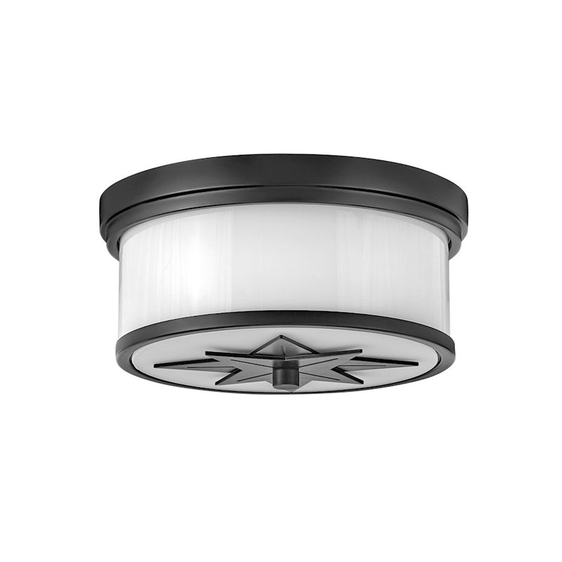 Hinkley Montrose 12in 2-Light Flush Mount | Transitional Antique Nickel Steel and Etched Opal Glass | Bedroom & Hallway | 12 x 12 x 6 in | Model 42801AN