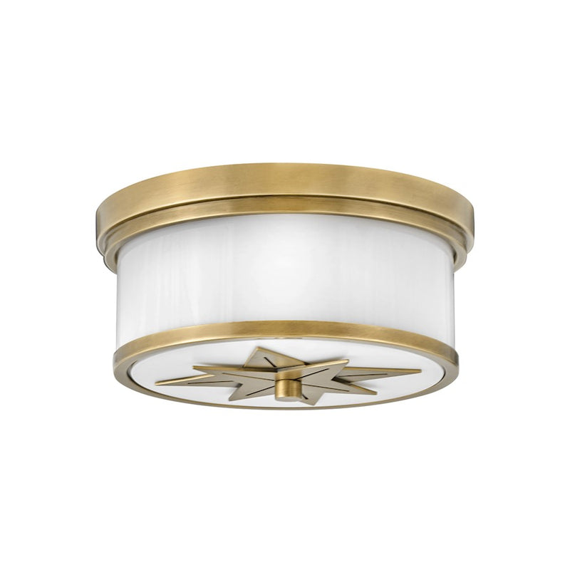 Hinkley Montrose 12in 2-Light Flush Mount | Transitional Antique Nickel Steel and Etched Opal Glass | Bedroom & Hallway | 12 x 12 x 6 in | Model 42801AN