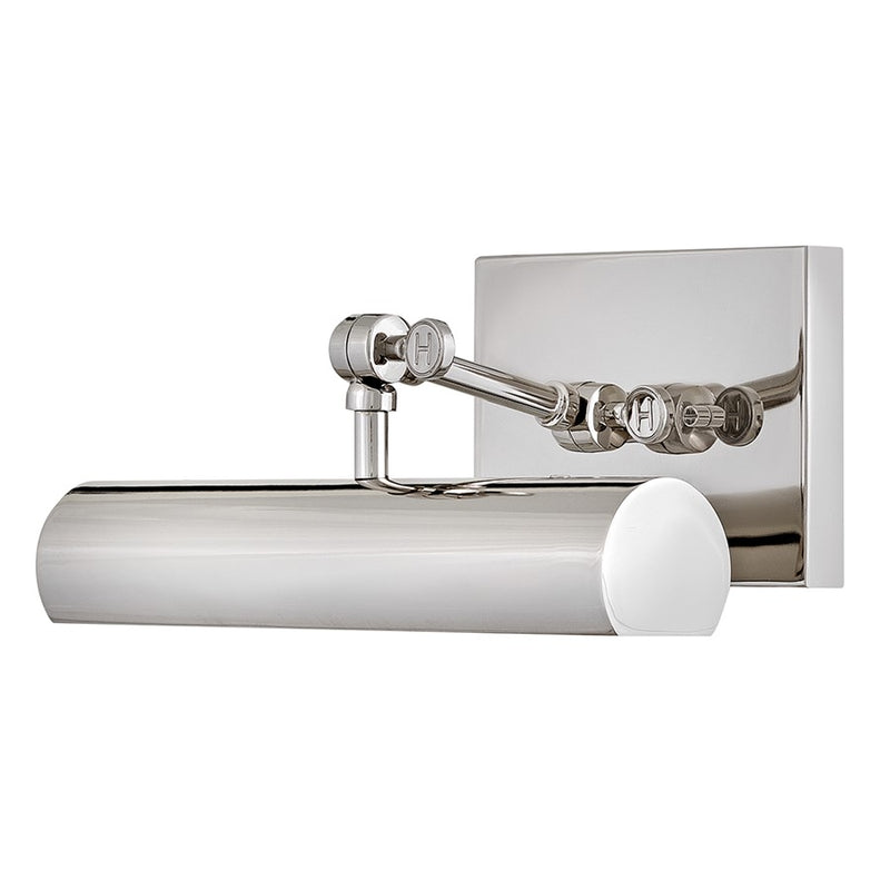 Hinkley Stokes 1-Light Wall Sconce | Traditional Polished Nickel Steel and White Cylinder Shade | Bedroom & Hallway Accent Light | 6.75in | Model 43010PN